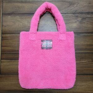 Justice Neon Pink Sherpa Tote / Bag